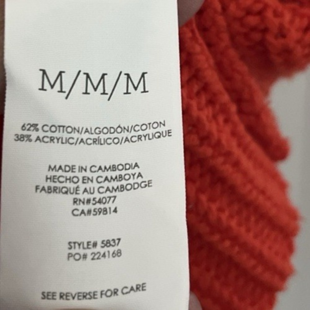 Cabi Women M Orange Red Chunky Knit V Neck Sweater Vest Pullover Fall Layering - Picture 5 of 5